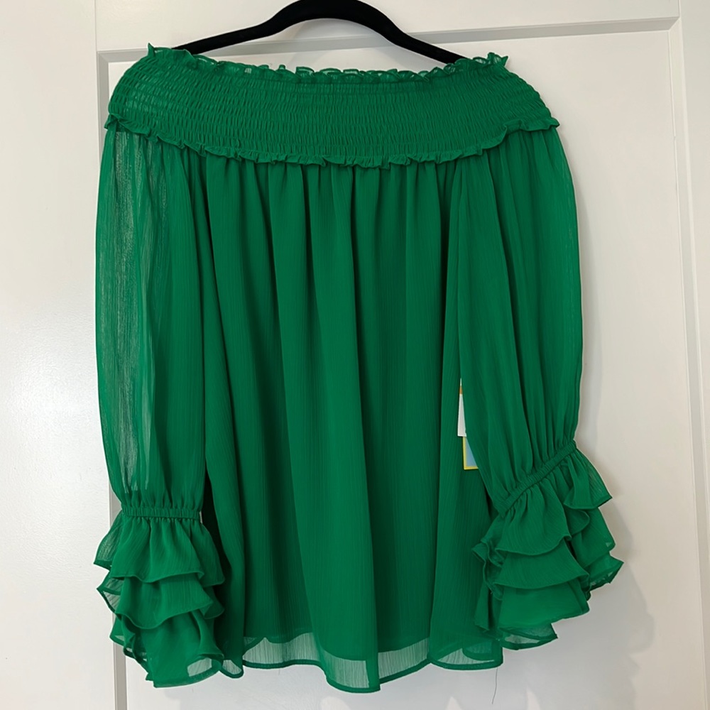 Green, off the shoulder top